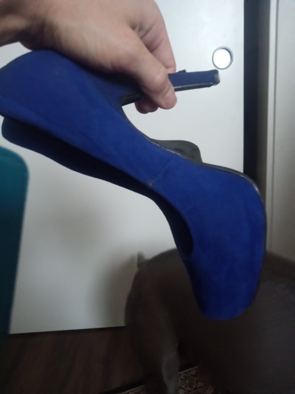 Dark blue suede heels
